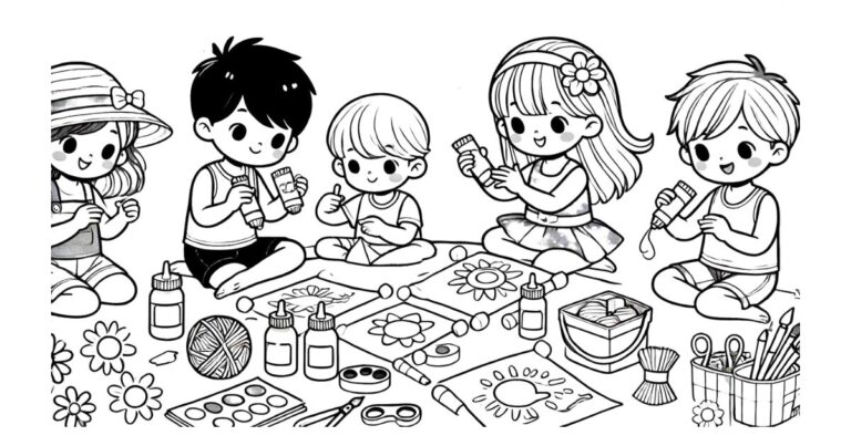 夏休みの塗り絵イラスト カラー見本