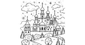 アラジンのお城の塗り絵 無料ダウンロード