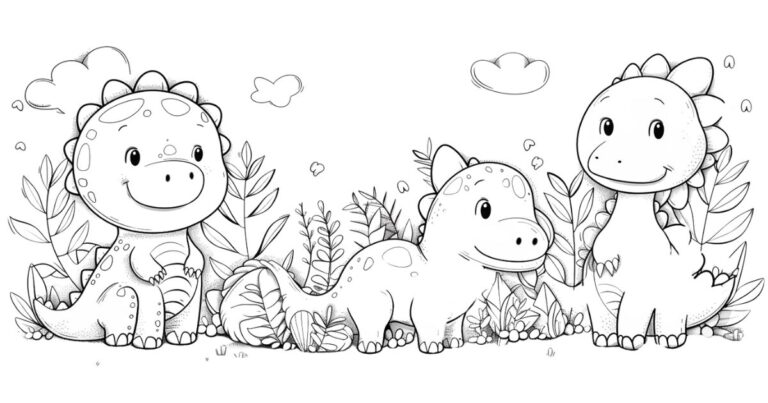 「恐竜ぬりえ簡単でかわいい」子供向け塗り絵３の塗り絵イラスト