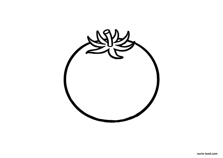 シンプルなトマトの塗り絵イラスト 白黒（無料・印刷用）