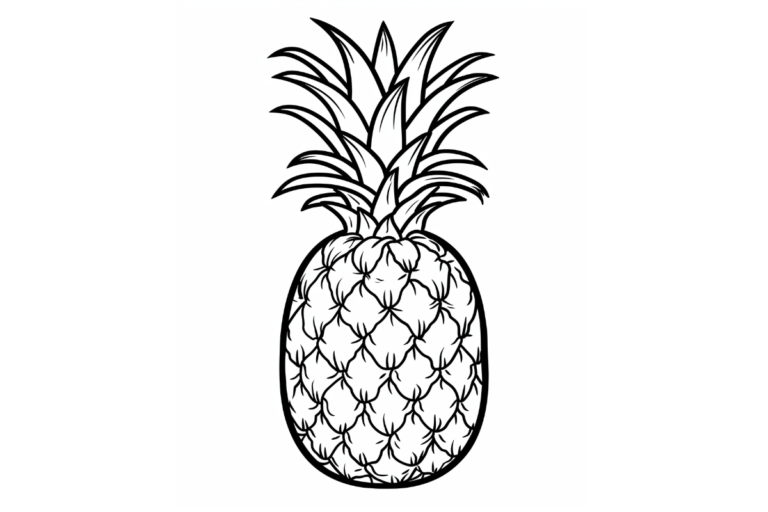 パイナップルの塗り絵イラスト