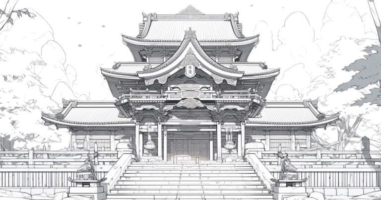 日光東照宮、日本風景の塗り絵イラスト
