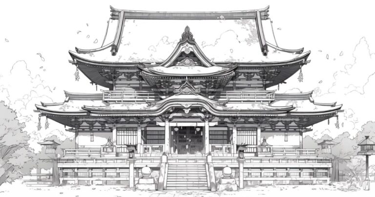 日光東照宮、日本風景の塗り絵イラスト