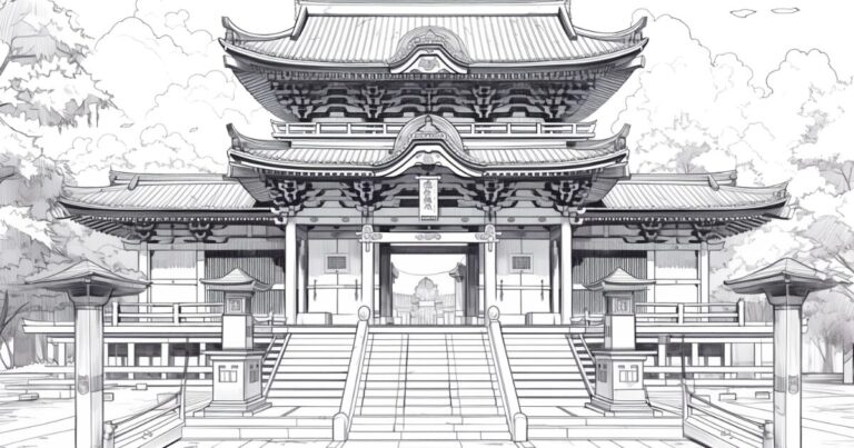 日光東照宮、日本風景の塗り絵イラスト