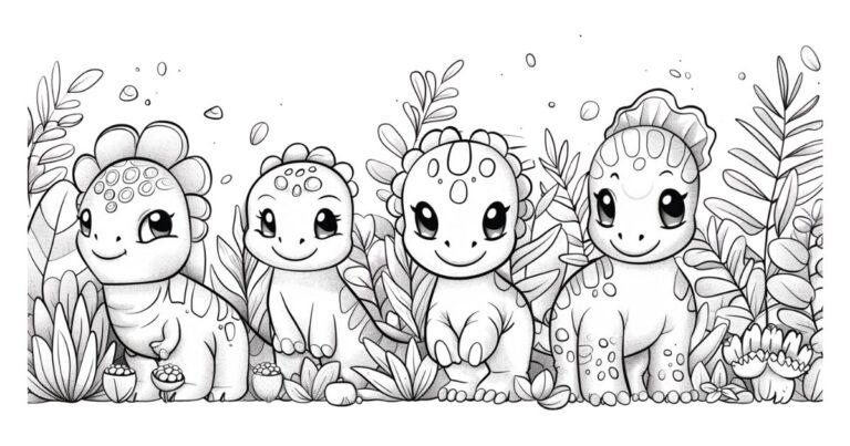 「恐竜ぬりえ簡単でかわいい」子供向け塗り絵８の塗り絵イラスト