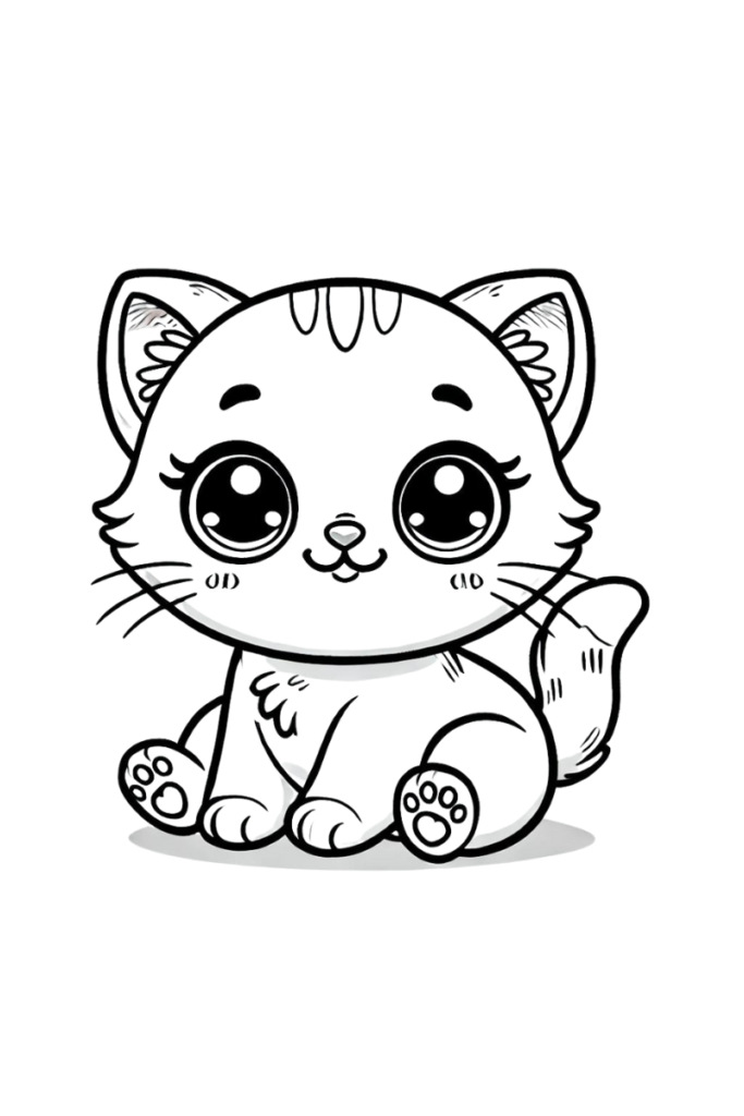 かわいい猫の塗り絵、無料