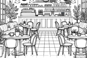 カフェ塗り絵の塗り絵 簡単な高齢者用 プリントしてダウンロードできます