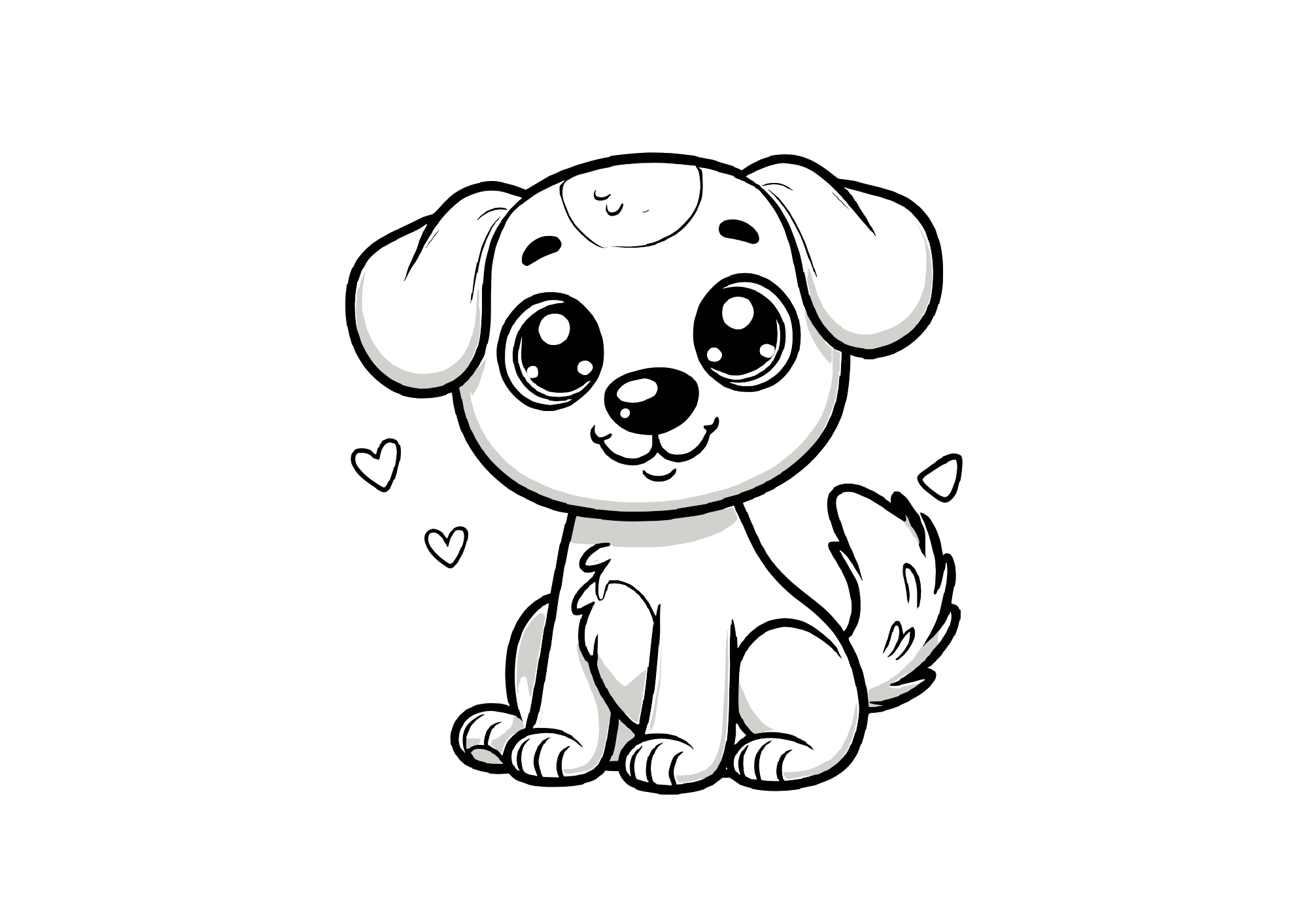 『かわいい子犬』の塗り絵