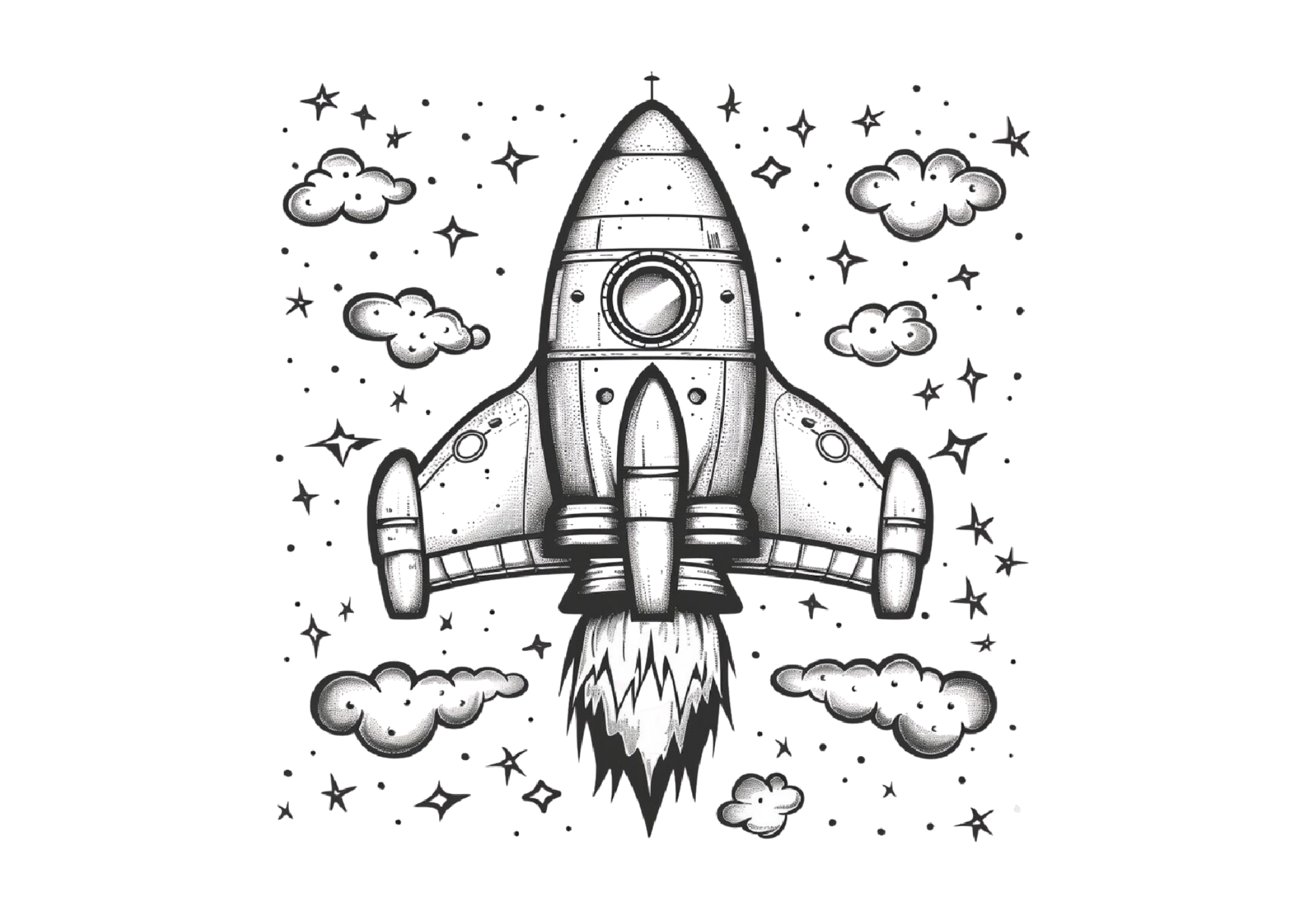 かわいいロケットの塗り絵