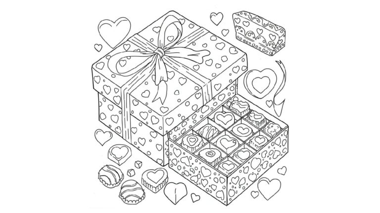 バレンタインチョコの塗り絵イラスト
