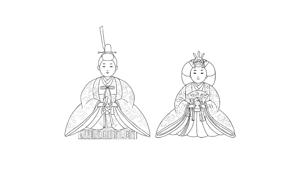 お代理様とお雛様｜塗り絵