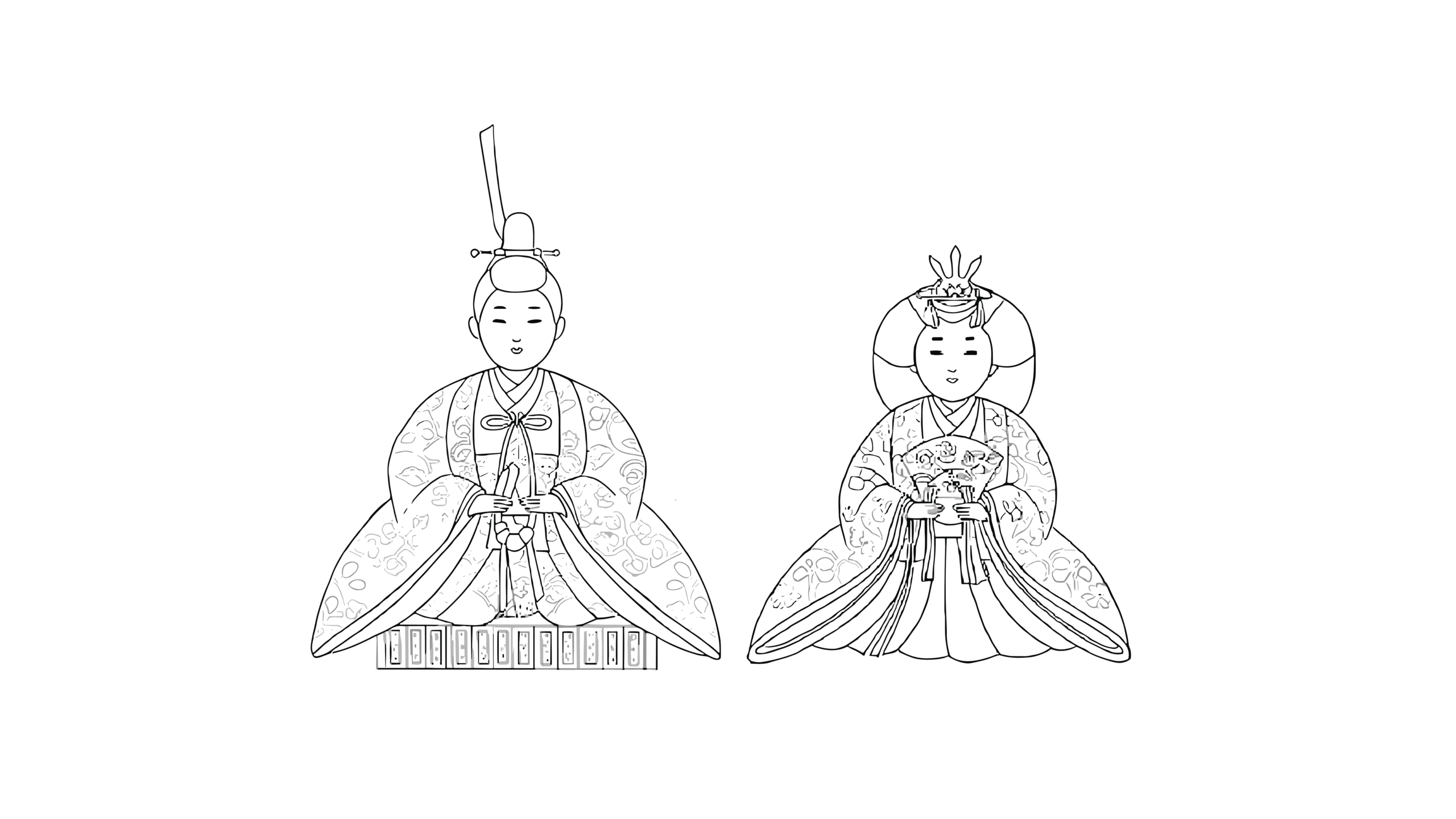 お代理様とお雛様｜塗り絵