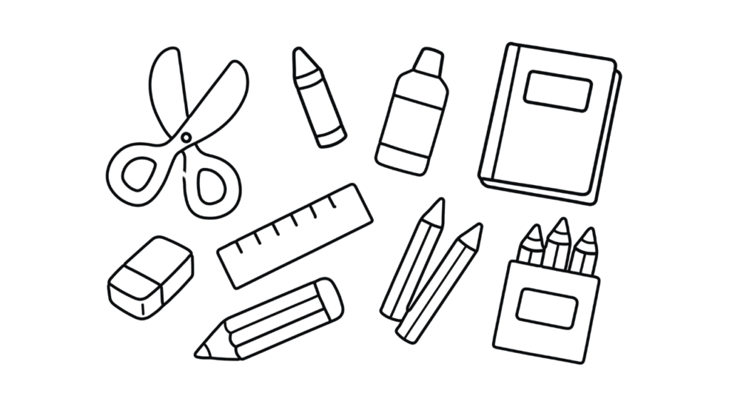 【文房具 塗り絵】幼児向け 簡単｜無料ダウンロードできる！