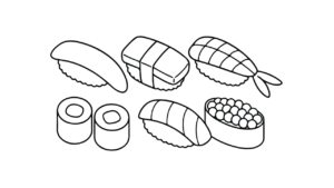 お寿司 塗り絵 無料ダウンロード｜子どもに人気のかわいいすしイラスト