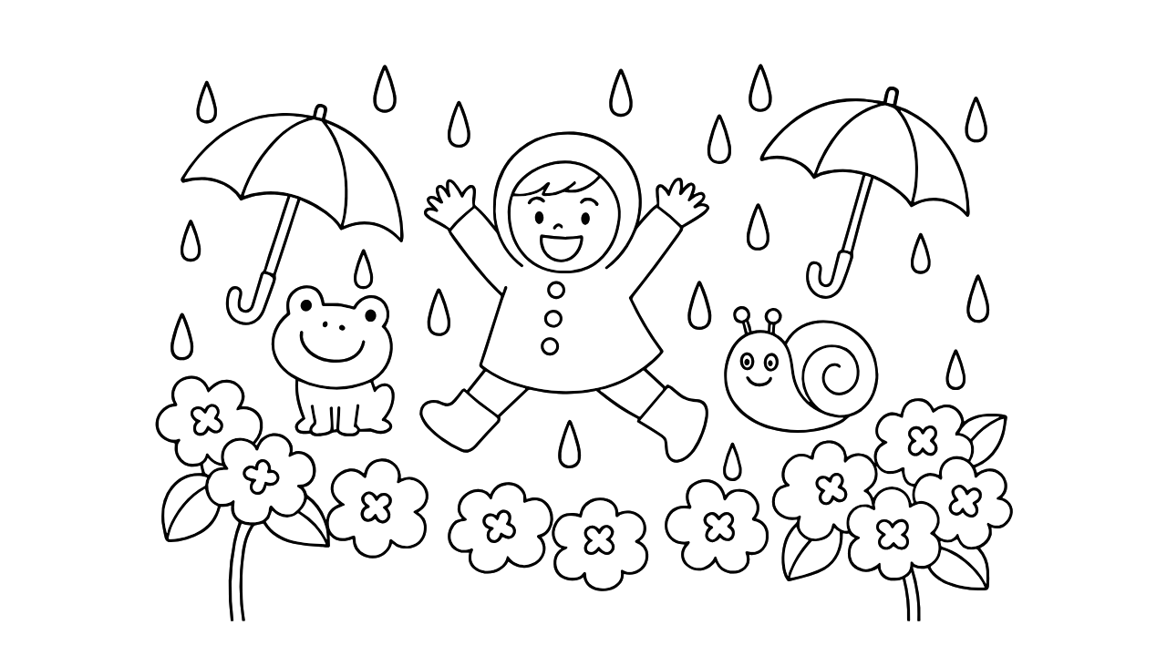 【6月のぬりえ】雨の日も楽しい♪かたつむりとカエルの梅雨あそび【無料・簡単】