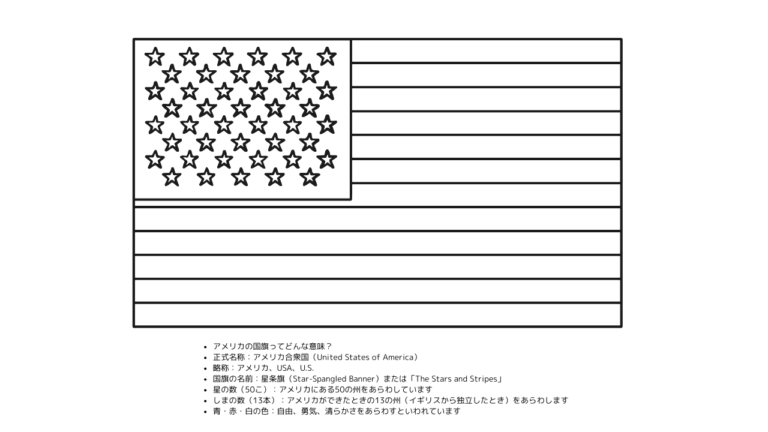 アメリカの塗り絵イラスト 白黒（無料・印刷用）