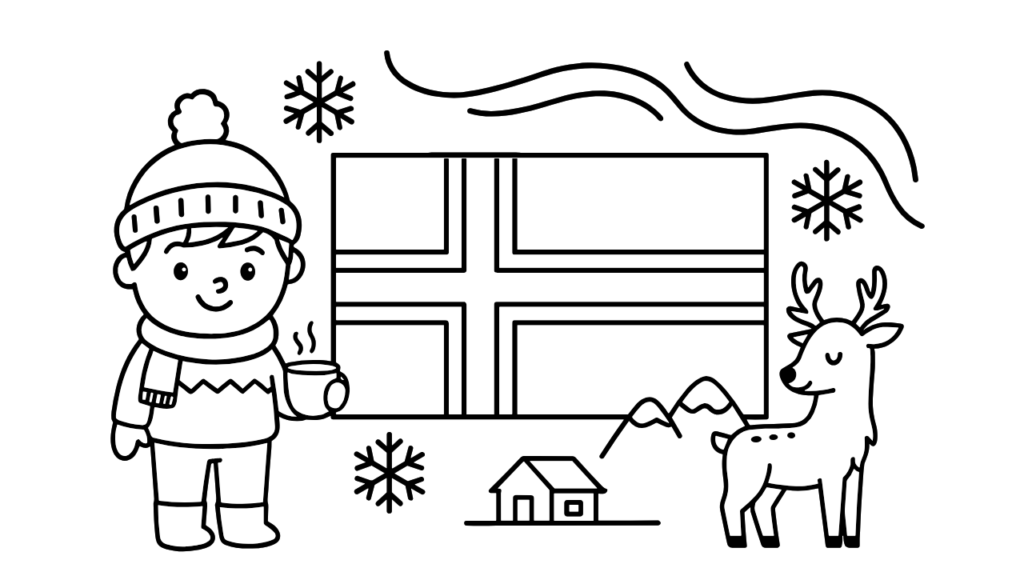 【ぬりえ無料】ノルウェーの国旗ぬりえ｜子供向けプリント＆ダウンロードOK！