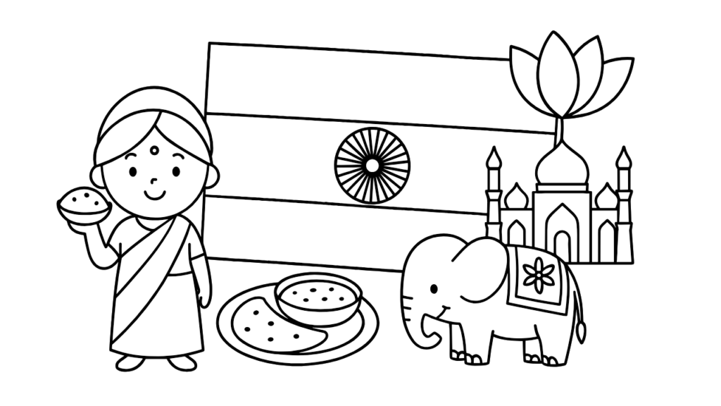 【国旗の塗り絵】インド｜子供向け無料プリント＆ダウンロードOK！