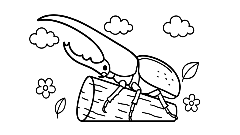 ヘラクレスオオカブトのかっこいい塗り絵｜無料ダウンロードOK！