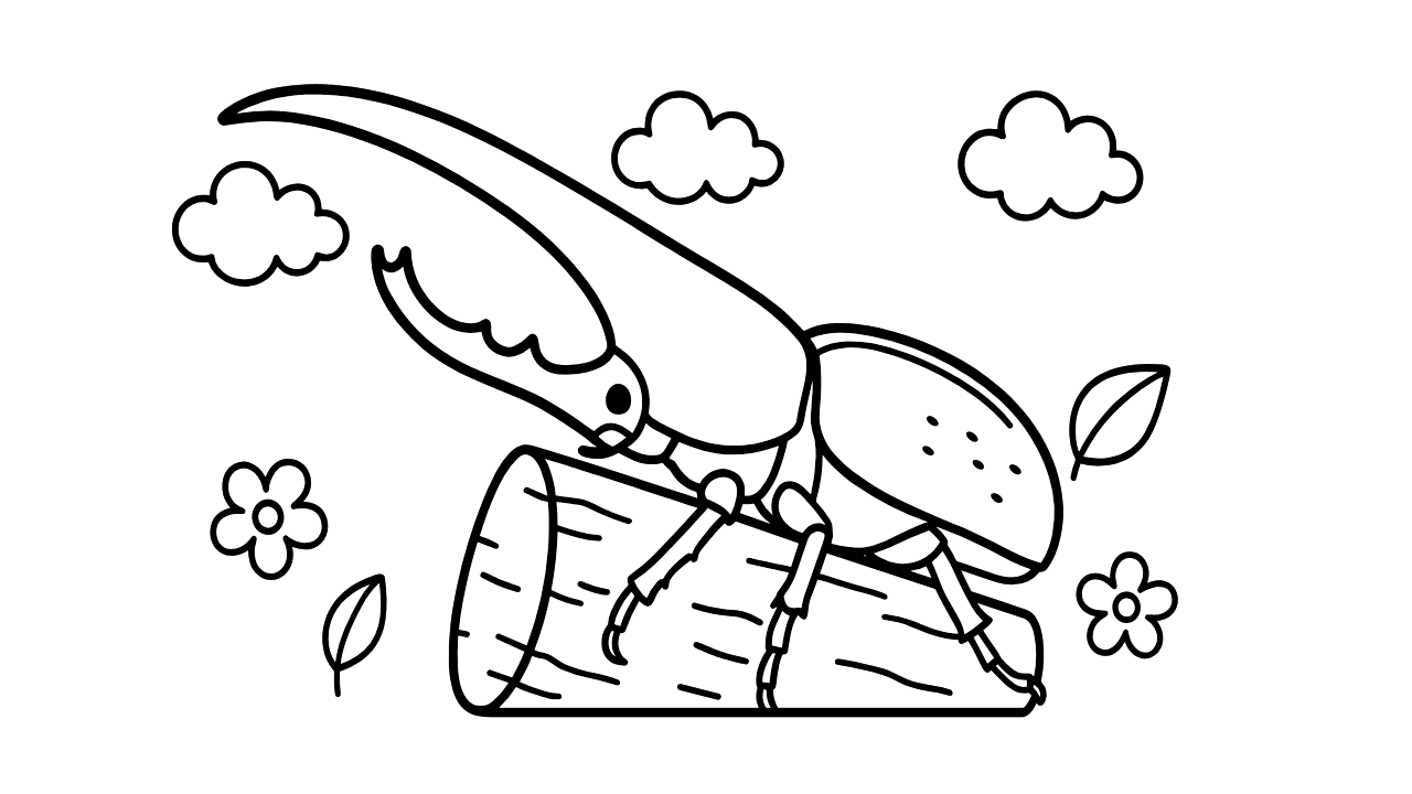 ヘラクレスオオカブトのかっこいい塗り絵|無料ダウンロードOK!