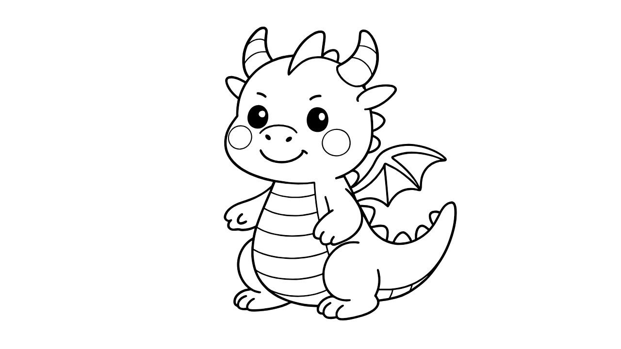 ドラゴンのぬりえ|かわいい表情とやさしい線で幼児にぴったり!無料で今すぐダウンロード