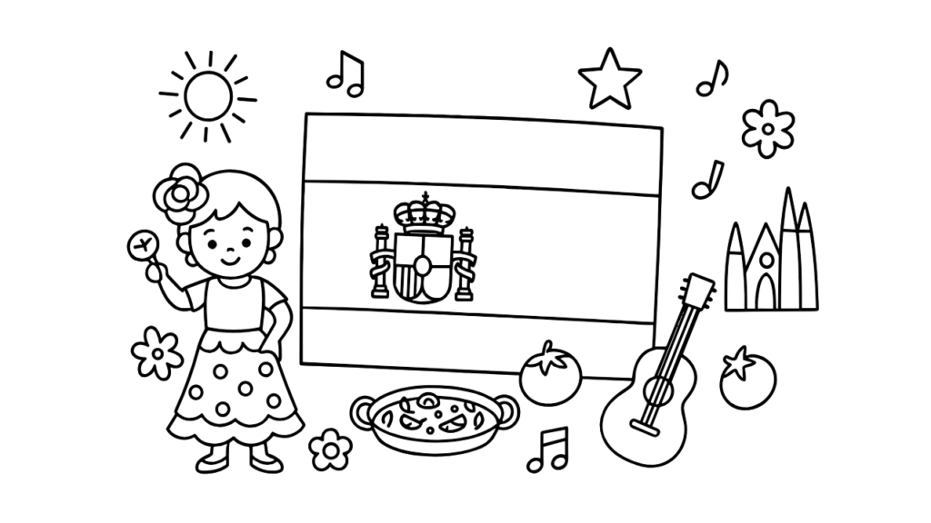 【ぬりえ無料】スペインの国旗ぬりえ｜子供向けプリント＆ダウンロードOK