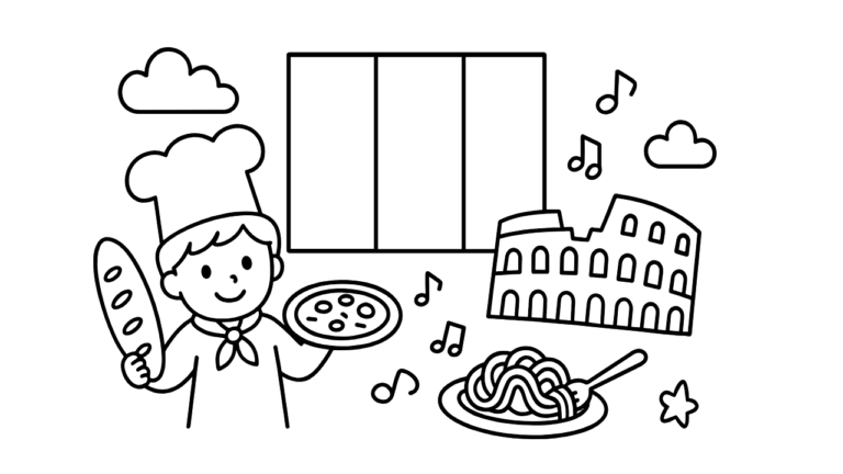トリコローレをぬってみよう！イタリアの国旗ぬりえ【子供・無料・印刷OK】の塗り絵イラスト