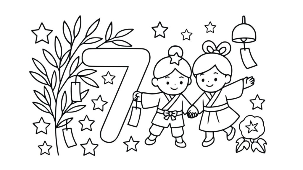 7月のぬりえ｜たなばたや朝顔が楽しい！【無料ダウンロード・簡単】