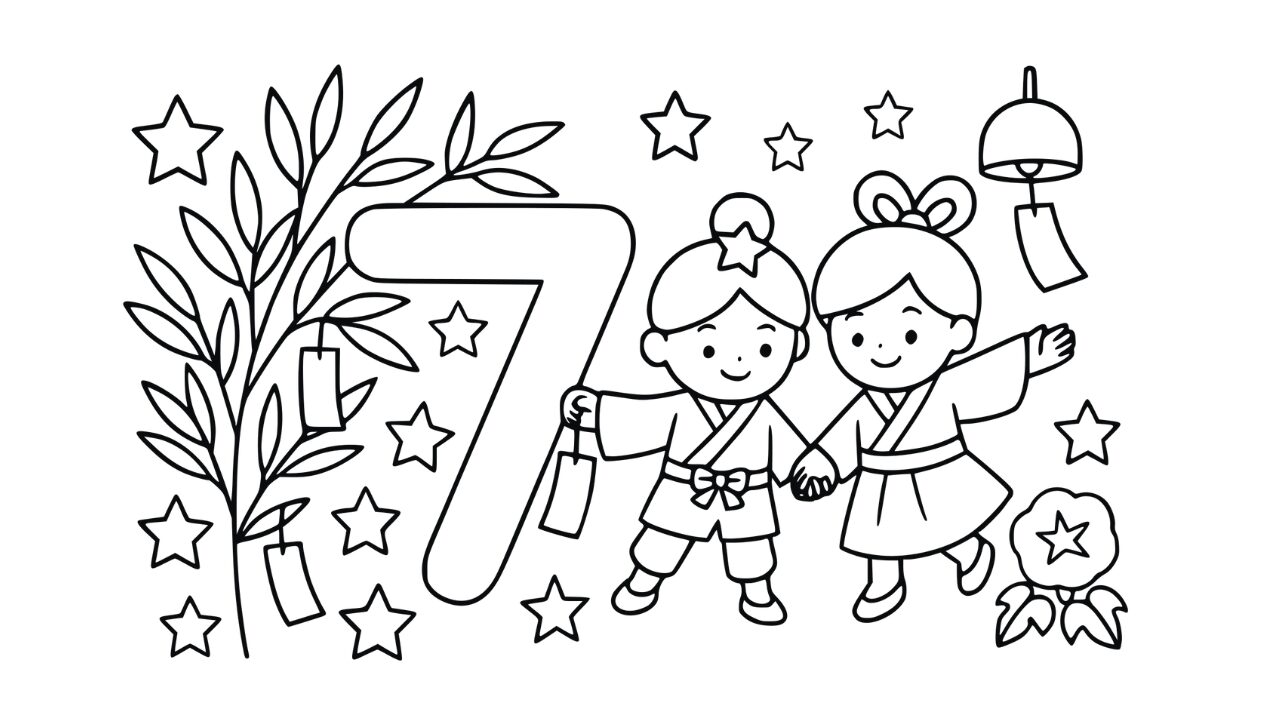 7月のぬりえ｜たなばたや朝顔が楽しい！【無料ダウンロード・簡単】