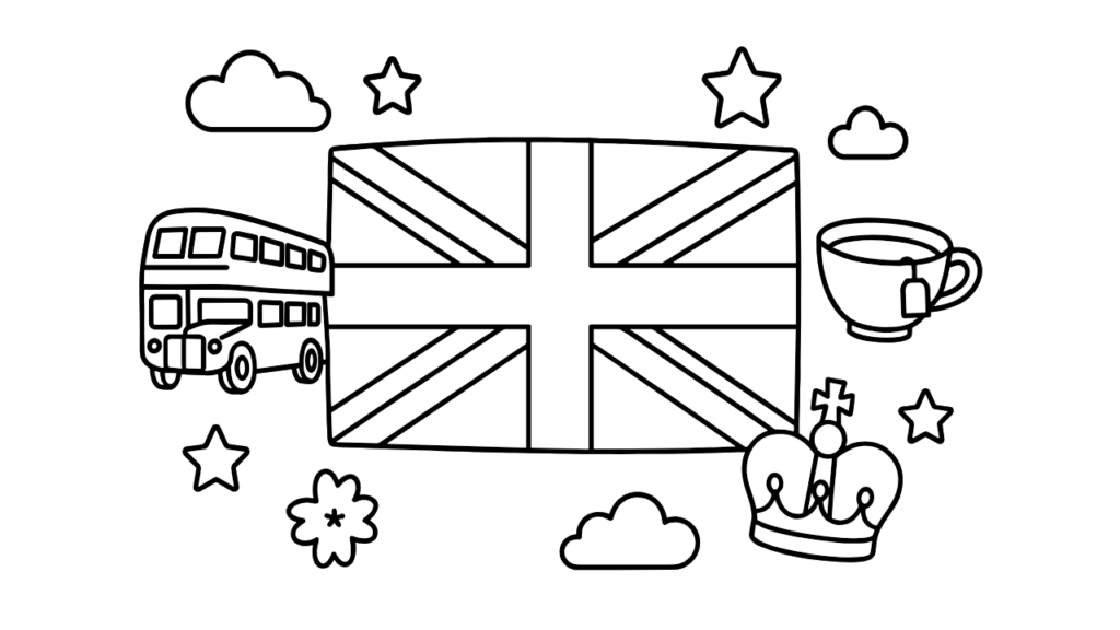 イギリスの国旗ぬりえ【無料ダウンロードOK】子供向けプリントで楽しく学ぼう！