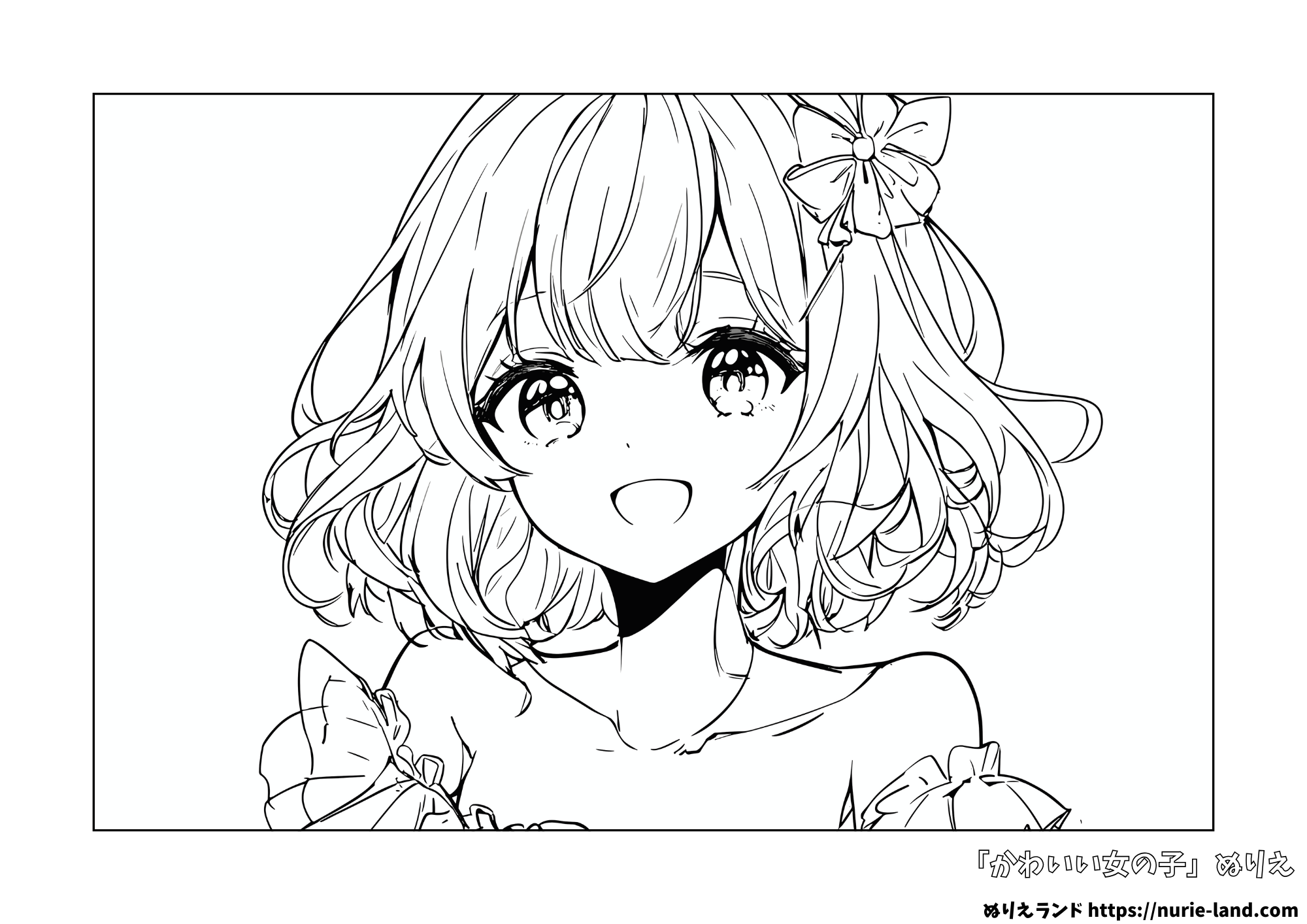 【無料ダウンロード】かわいいアイドル風 女の子の塗り絵|高品質プリント用素材