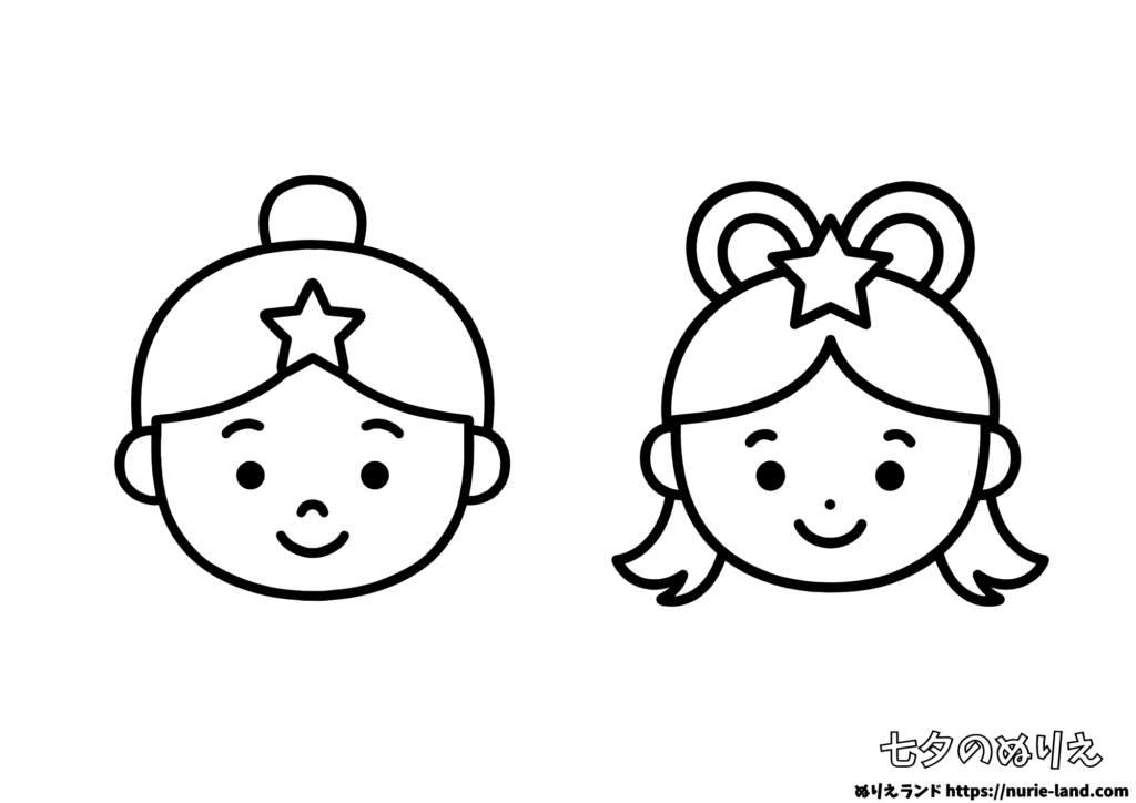 7月の塗り絵｜七夕の織姫と彦星が仲良し｜保育園にもおすすめ無料素材