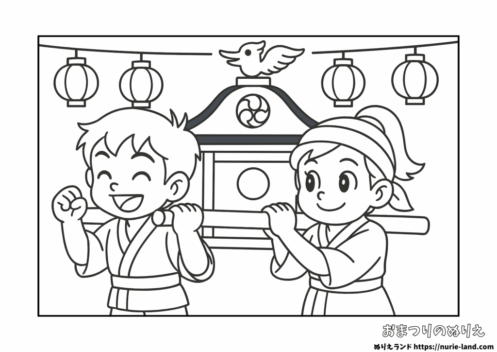 7月・8月にぴったり！お面とおみこしのぬりえ｜子供も楽しめる無料ダウンロード