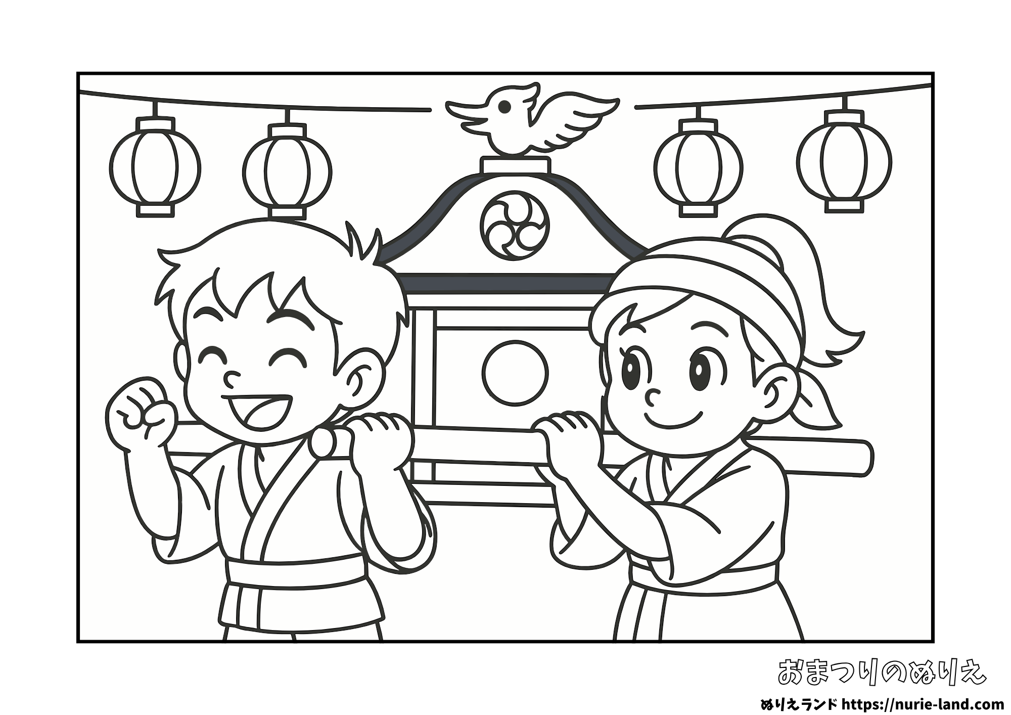 7月・8月にぴったり!お面とおみこしのぬりえ|子供も楽しめる無料ダウンロード