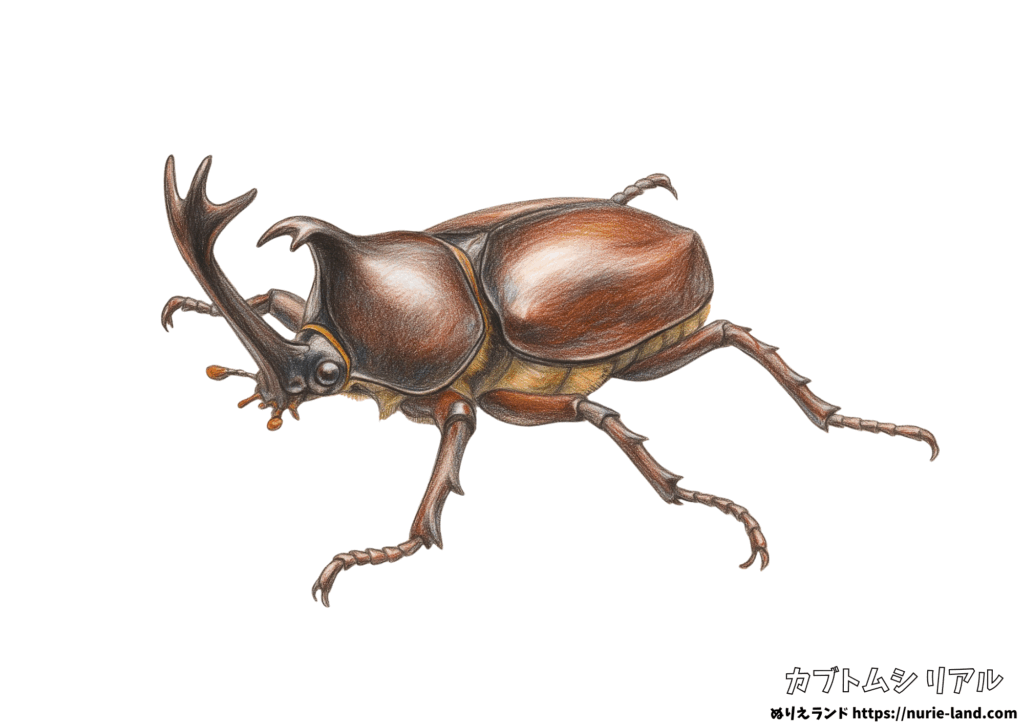 カブトムシの塗り絵｜リアルな昆虫を学べる｜無料ダウンロード＆見本付き
