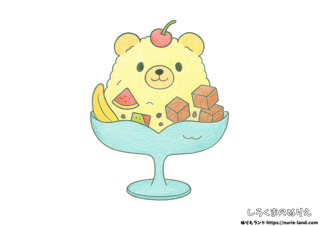 7月・8月に楽しむ塗り絵｜しろくまかき氷スイーツ｜全年齢向け無料素材