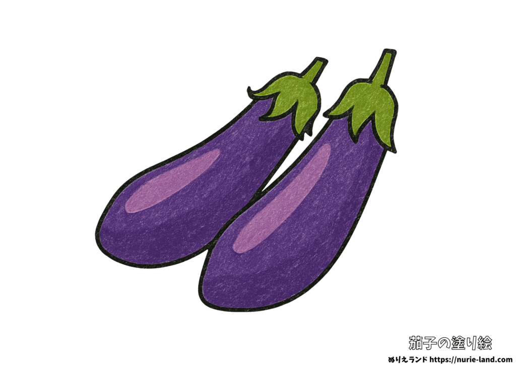 なす 塗り絵｜夏野菜をやさしく彩ろう｜7月・8月の高齢者向け見本付きぬりえ