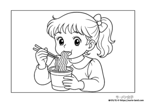 ラーメンのぬりえ｜昭和レトロでかわいい少女｜無料ダウンロード