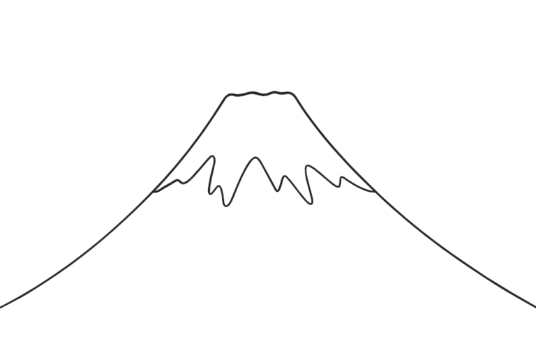 富士山の塗り絵イラスト 白黒（無料・印刷用）