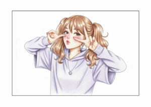 ギャル風ツインテールの女の子のぬりえ｜秋｜かわいい｜若者向け｜無料ダウンロード素材