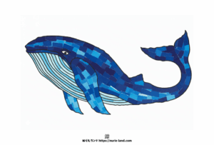 鯨の無料塗り絵｜夏にぴったりの海の生き物｜幼児向け・高齢者向けちぎり絵下絵