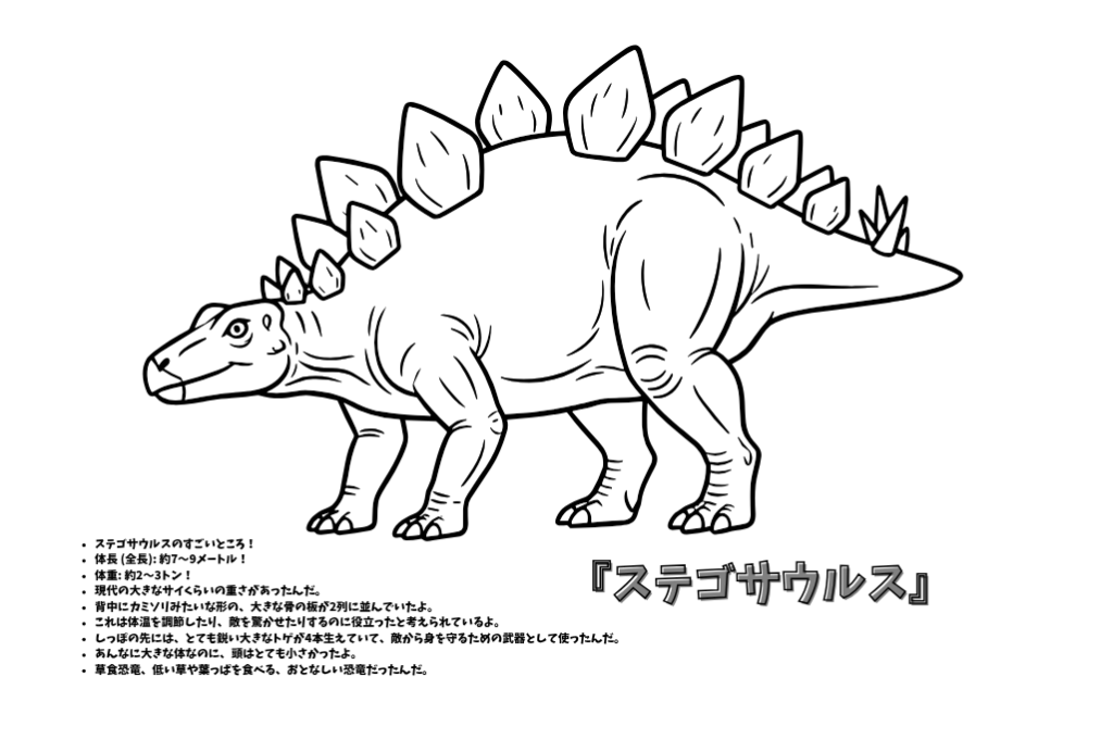 ステゴサウルス図鑑ぬりえのアイキャッチ画像です