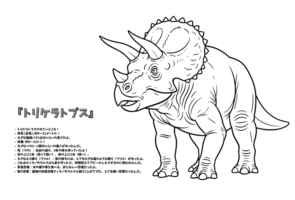 トリケラトプス図鑑ぬりえのアイキャッチ画像です