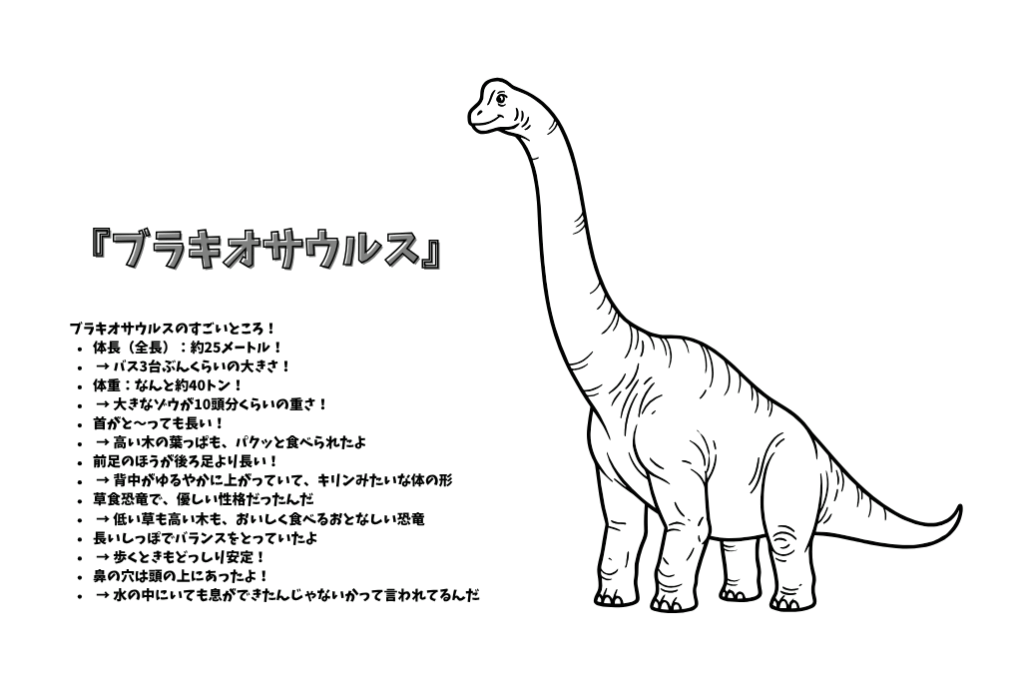 ブラキオサウルス図鑑ぬりえのアイキャッチ画像です
