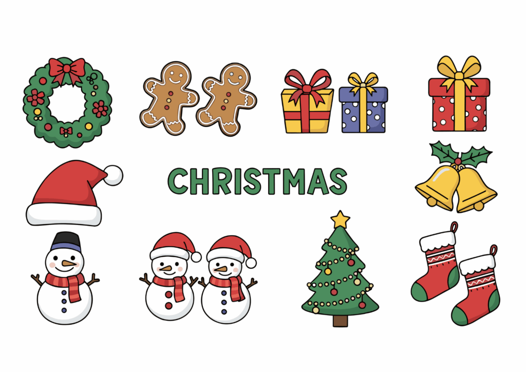 クリスマスの無料ぬりえイラスト｜幼児向け｜かわいい塗り絵素材｜12月イベント｜ダウンロード