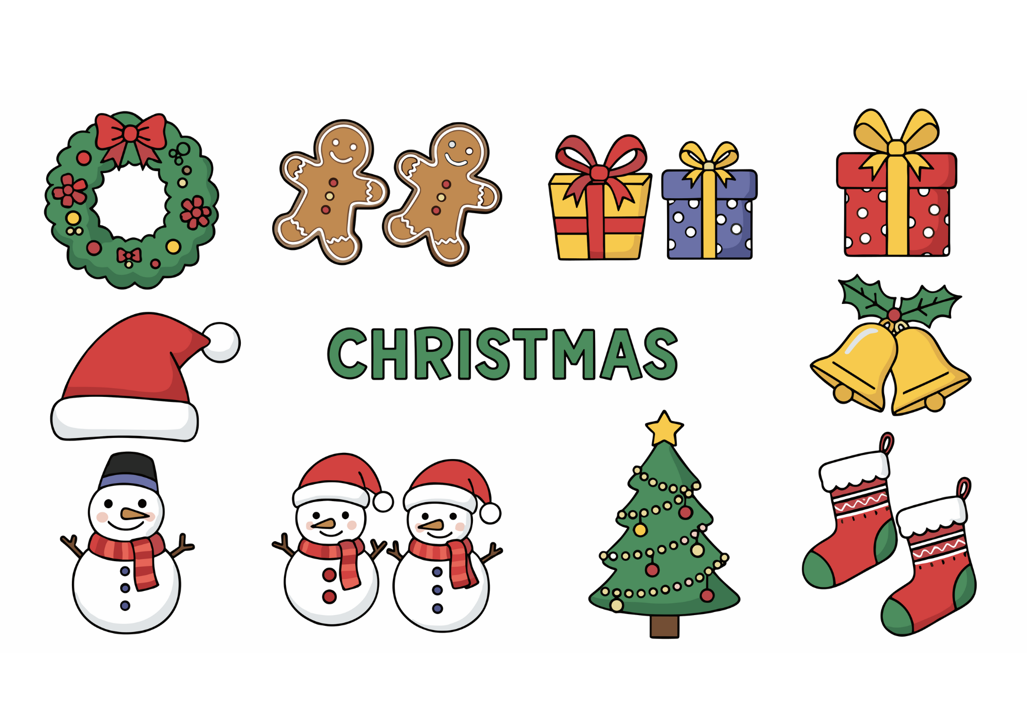 クリスマスの無料ぬりえイラスト｜幼児向け｜かわいい塗り絵素材｜12月イベント｜ダウンロード