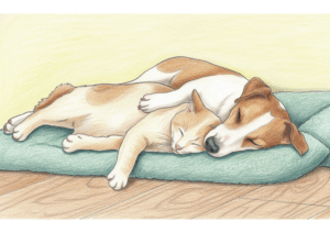 犬と猫の塗り絵｜高齢者向け｜優しい構図で癒し効果｜無料ダウンロード素材