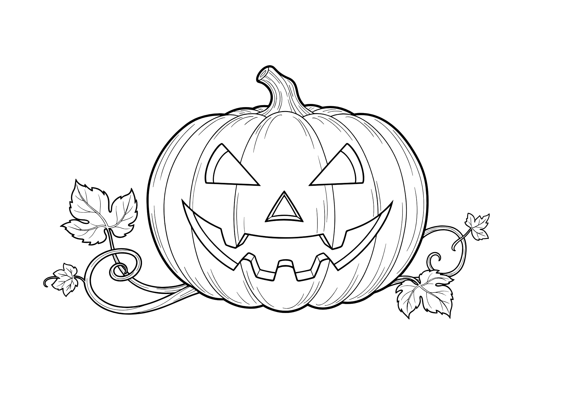 ジャック・オー・ランタンの塗り絵｜高齢者向け｜リアルで塗りごたえあり｜秋のハロウィン無料ぬりえ