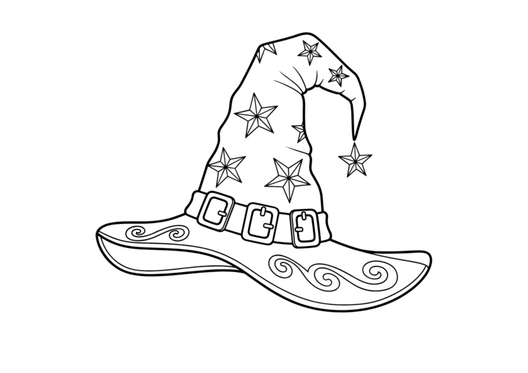 魔女の帽子の塗り絵イラスト