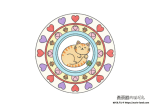 猫の曼荼羅ぬりえ｜子ども＆高齢者向け｜簡単でかわいい無料塗り絵ダウンロード